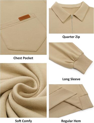 Yousify Mens Casual Quarter Zip Jackets Lightweight Cotton Loose Fit Pullvoer Stylish Fall Jacket with Pocket in Saudi Arabia