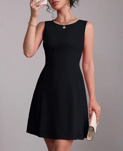 Women's A-Line Boat Neck Flowy Mini Dress Summer 2025 Party Club Formal Sleeveless Tank Dresses in Kuwait