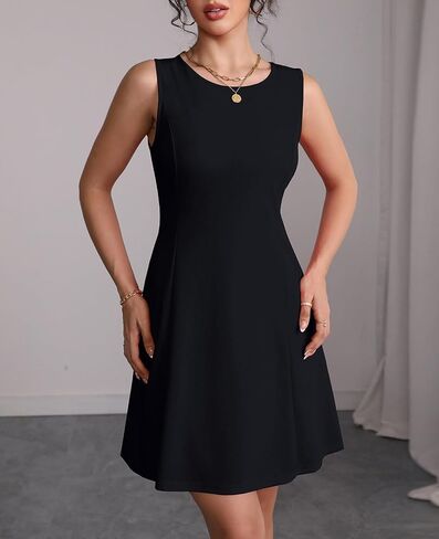 Women's A-Line Boat Neck Flowy Mini Dress Summer 2025 Party Club Formal Sleeveless Tank Dresses in Kuwait
