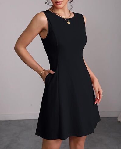 Women's A-Line Boat Neck Flowy Mini Dress Summer 2025 Party Club Formal Sleeveless Tank Dresses in Kuwait