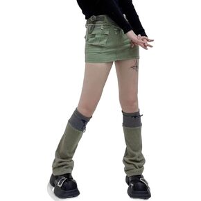 Y2K Grunge Techwear Leg Warmers Emo Jootmons Flared Boot Socks مع DrawCords e-girl stacks harajuku ملابس بديلة in Saudi Arabia