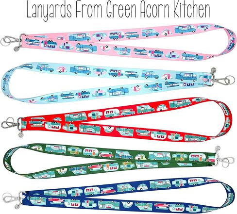 Dog Poop Bag Dispenser With Clip - Fashion Tote Waste Bag Holder - Bottom Dispensing For One-Handed Use - Clips on Leash - RV Campers on Green - Handmade by Green Acorn Kitchen in Saudi Arabia