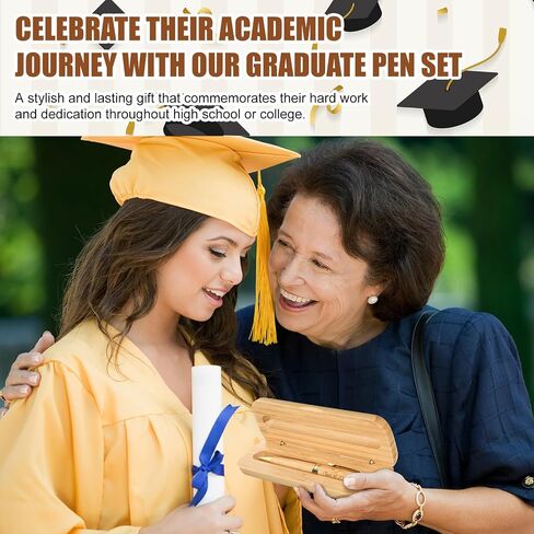 Yinkin Graduation Gifts for Him Her Class of 2024 Seniors Students Bamboo Pen Set Wooden Textured Bamboo Pen and Box Inspirational Congratulation Gift Unisex, the Tassel Was Worth the Hassle in Saudi Arabia