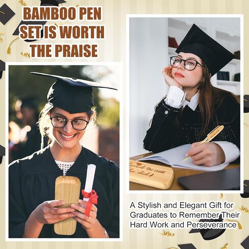 Yinkin Graduation Gifts for Him Her Class of 2024 Seniors Students Bamboo Pen Set Wooden Textured Bamboo Pen and Box Inspirational Congratulation Gift Unisex, the Tassel Was Worth the Hassle in Saudi Arabia