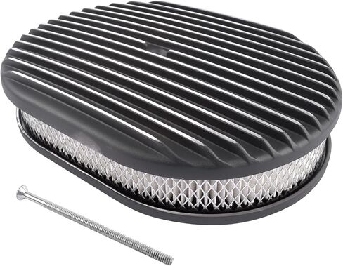 Geluoxi 12 "Oval Full Finned Air Cleaner Black Aluminium استبدال 5-1/8" المكربن 12 "× 8 5/16" × 4 " in Kuwait