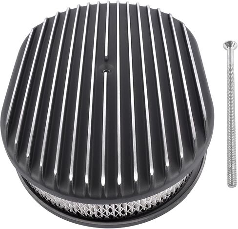 Geluoxi 12 "Oval Full Finned Air Cleaner Black Aluminium استبدال 5-1/8" المكربن 12 "× 8 5/16" × 4 " in Kuwait