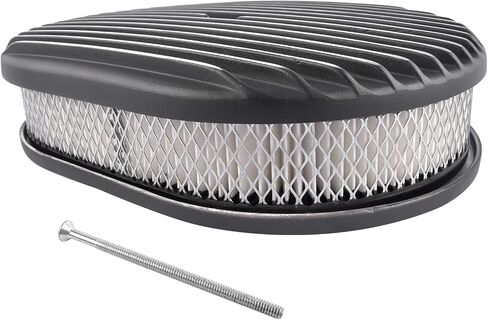 Geluoxi 12 "Oval Full Finned Air Cleaner Black Aluminium استبدال 5-1/8" المكربن 12 "× 8 5/16" × 4 " in Kuwait