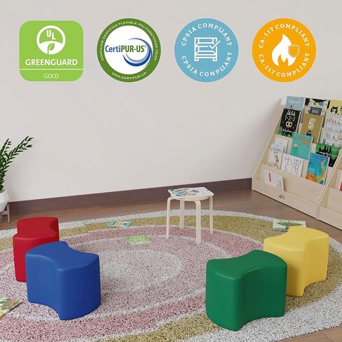 ECR4Kids SoftZone Butterfly Stools, Soft Foam Modular Seating Set for Toddlers (6-Pack) Earthtone in Saudi Arabia