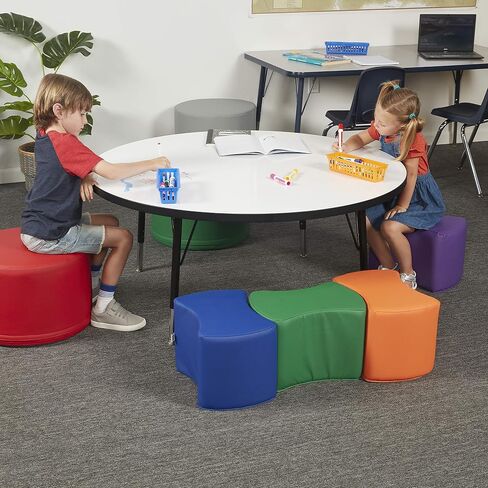 ECR4Kids SoftZone Butterfly Stools, Soft Foam Modular Seating Set for Toddlers (6-Pack) Earthtone in Saudi Arabia