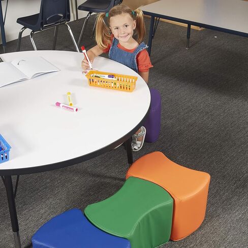 ECR4Kids SoftZone Butterfly Stools, Soft Foam Modular Seating Set for Toddlers (6-Pack) Earthtone in Saudi Arabia