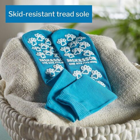 جوارب McKesson Slipper ، جوارب قبضة غير قابلة للانزلاق ، مطبوعات مخلب ، Teal ، حجم واحد يناسب أكثر ، 96 زوجًا in Saudi Arabia