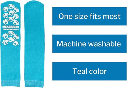 جوارب McKesson Slipper ، جوارب قبضة غير قابلة للانزلاق ، مطبوعات مخلب ، Teal ، حجم واحد يناسب أكثر ، 96 زوجًا in Saudi Arabia