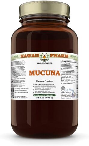 Mucuna (Mucuna Pruriens) جليسريت البذور الجافة ، المصنوع في هاواي ، المواد الخام العضوية ، جميعها طبيعية ، نباتي ، مختبر خالي من الكحول - 2 fl.oz in Kuwait