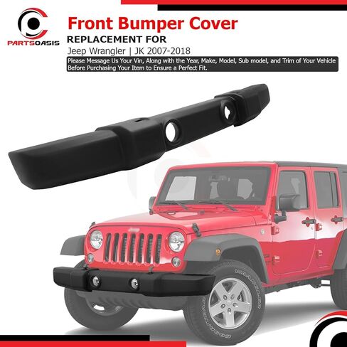 New Front Bumper Cover Textured With Fog Light & Tow Hook Holes For 2007-2017 Jeep Wrangler and For 2018 Jeep Wrangler JK Direct Replacement 1FN67RXFAA CH1000900 in Kuwait