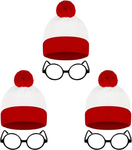 مجموعة أزياء الهالوين، مجموعة نظارات قبعة مخططة باللونين الأحمر والأبيض، إكسسوارات أزياء الهالوين ذات النظارات السوداء in Kuwait