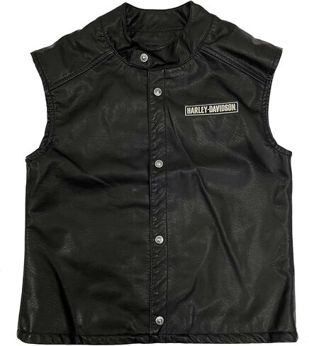 Harley -Davidson Little Boys Patches Spates Snap Faux Leather Stest - Black in Kuwait