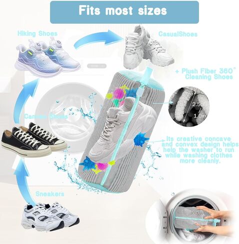 Shoe Washing Machine Bag- Reusable Shoe Washing Machine Bag, With 2 Drying Racks 12 Cleaning Ball, Sneaker Tennis Shoe Cleaner Kit, Quick Clean for Busy Families(Yellow 2pcs) in Saudi Arabia