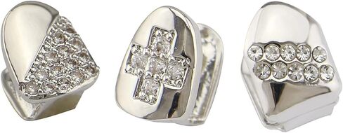 3 PCS 18K الذهب المطلي بالماس Grillz Grillz Hip Hop Teath Grillz Caps شوايات واحدة لشوايات الأسنان الخاصة بك مجموعة للرجال مغني الراب Cosplay in Kuwait