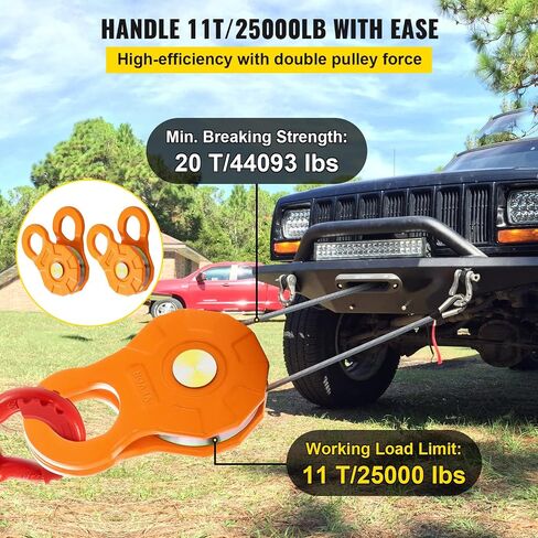 بكرة كتلة خطف Vevor (33000 رطل WLL) ، نظام بكرة للحبل الاصطناعي أو كابل الصلب ، تغيير الاتجاه ، إنشاء ميزة ميكانيكية ، مثالية للشاحنة ، الجرار ، ATV & UTV ، 1 حزمة ، برتقالي in Kuwait