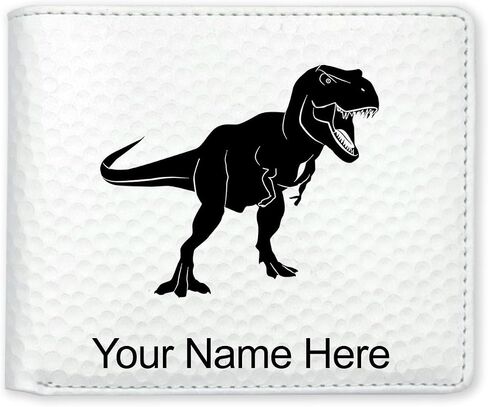 محفظة Lasergram Faux Leather Bi-Fold Wallet ، Tyrannosaurus rex Dinosaur ، شملت نقش مخصصة (ريفي مع الذهب) in Kuwait