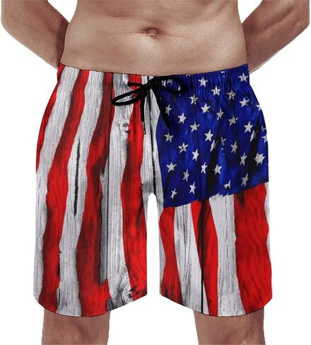 Mens American Flag Swim Trunks with Compression Liner 5 Inch Inseam 4th of July Patriotic Bathing Suit Board Shorts in Saudi Arabia
