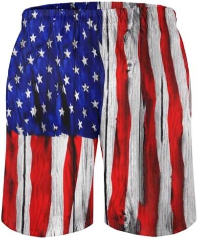 Mens American Flag Swim Trunks with Compression Liner 5 Inch Inseam 4th of July Patriotic Bathing Suit Board Shorts in Saudi Arabia