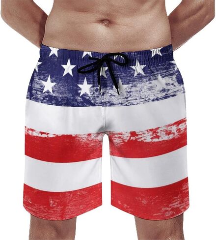 Mens American Flag Swim Trunks with Compression Liner 5 Inch Inseam 4th of July Patriotic Bathing Suit Board Shorts in Saudi Arabia