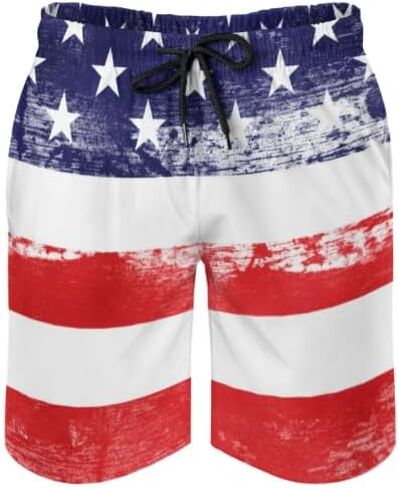 Mens American Flag Swim Trunks with Compression Liner 5 Inch Inseam 4th of July Patriotic Bathing Suit Board Shorts in Saudi Arabia