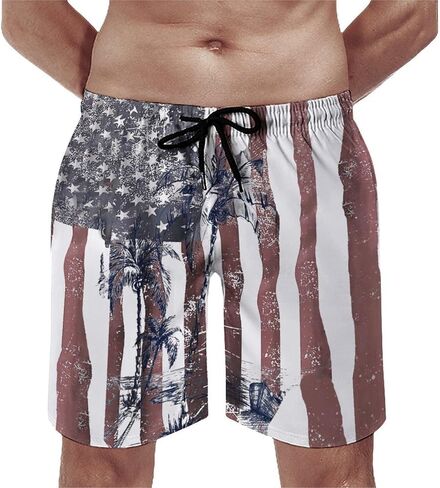 Mens American Flag Swim Trunks with Compression Liner 5 Inch Inseam 4th of July Patriotic Bathing Suit Board Shorts in Saudi Arabia
