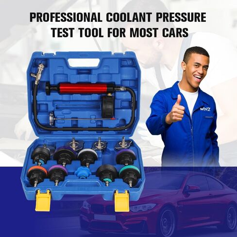 WNZ Universal Radiator Pressure Tester and Pieces Radiator Pressure Tester Portable Toolbox Blue (15-Piece Set) in Saudi Arabia
