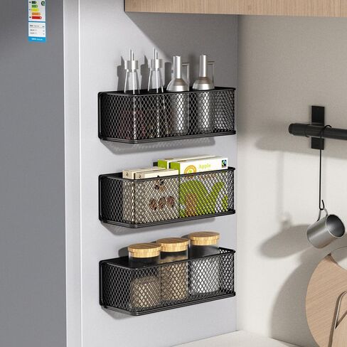 Magnetic Basket Magnetic Fridge Organizer Magnetic Pencil Holder Whiteboard Accessories Home Kitchen Organization (Black-High) in Saudi Arabia