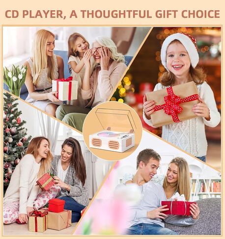CD Player Portable for Home with HiFi Speakers, Vintage Rechargeable Desktop CD Player Support Bluetooth Out/in, USB, AUX Headphone Jack Remote Control, Pink in Saudi Arabia