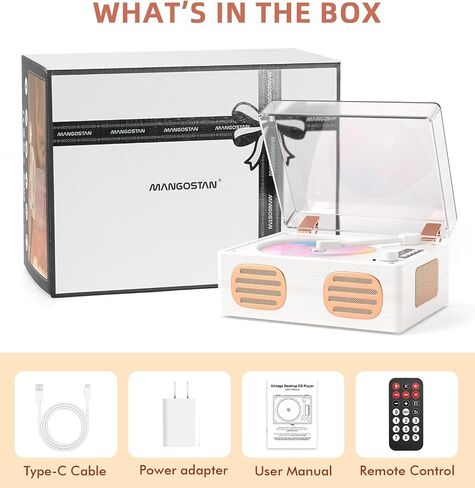 CD Player Portable for Home with HiFi Speakers, Vintage Rechargeable Desktop CD Player Support Bluetooth Out/in, USB, AUX Headphone Jack Remote Control, Pink in Saudi Arabia