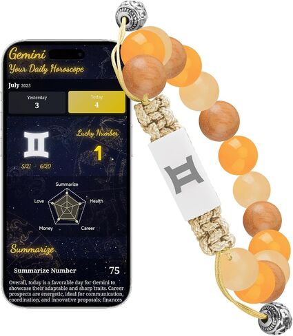 NFC Zodiac Bracelet Aries with Real-Time Daily Horoscope - Personalized Astrology Birthstone Jewelry, Adjustable Knot Design for All 12 Zodiac Signs, Spiritual Gift for Women & Men in Saudi Arabia