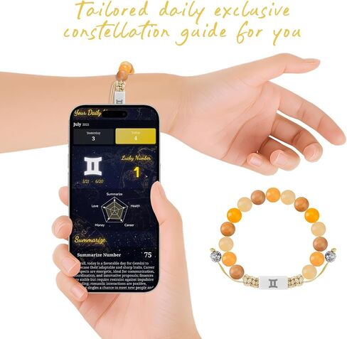 NFC Zodiac Bracelet Aries with Real-Time Daily Horoscope - Personalized Astrology Birthstone Jewelry, Adjustable Knot Design for All 12 Zodiac Signs, Spiritual Gift for Women & Men in Saudi Arabia