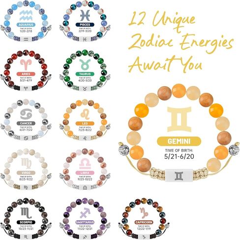 NFC Zodiac Bracelet Aries with Real-Time Daily Horoscope - Personalized Astrology Birthstone Jewelry, Adjustable Knot Design for All 12 Zodiac Signs, Spiritual Gift for Women & Men in Saudi Arabia
