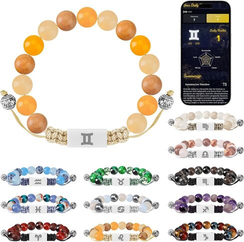 NFC Zodiac Bracelet Aries with Real-Time Daily Horoscope - Personalized Astrology Birthstone Jewelry, Adjustable Knot Design for All 12 Zodiac Signs, Spiritual Gift for Women & Men in Saudi Arabia