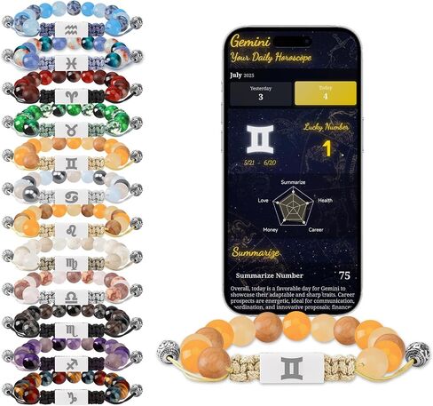 NFC Zodiac Bracelet Aries with Real-Time Daily Horoscope - Personalized Astrology Birthstone Jewelry, Adjustable Knot Design for All 12 Zodiac Signs, Spiritual Gift for Women & Men in Saudi Arabia