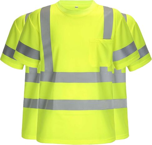 Safety Shirts for Men Construction Short Sleeve Quick Dry with Pocket Workwear, Class 3 High Visibility Shirts with Reflective Strips Black L 3PCS in Saudi Arabia