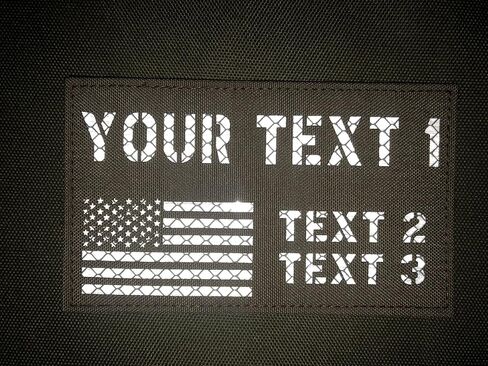 Custom Reflective Laser Cut ID Panel Patch Callsign Patch IR Flag Patch(Black) in Saudi Arabia