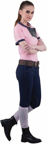 Equine Couture Ladies Sportif Natasha Knee Patch Breeches with Free Assorted Striped Socks in Saudi Arabia
