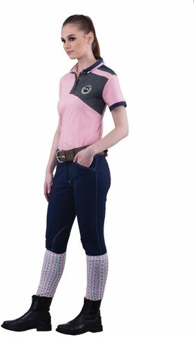 Equine Couture Ladies Sportif Natasha Knee Patch Breeches with Free Assorted Striped Socks in Saudi Arabia