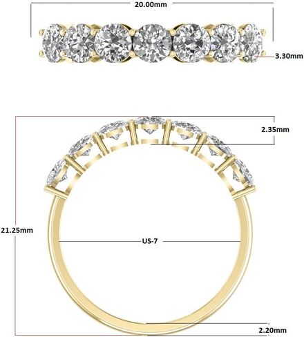 الكلاسيكيات الخالدة الكلاسيكية 1/2-1 قيراط TW Seven Stone Natural Diamond Band في 14K الذهب الأبيض والأصفر - الفرقة للمشاركة ، الزفاف ، الذكرى السنوية in Kuwait