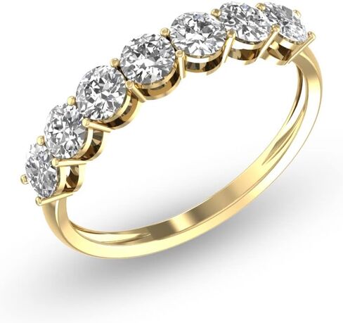 الكلاسيكيات الخالدة الكلاسيكية 1/2-1 قيراط TW Seven Stone Natural Diamond Band في 14K الذهب الأبيض والأصفر - الفرقة للمشاركة ، الزفاف ، الذكرى السنوية in Kuwait