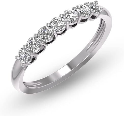 الكلاسيكيات الخالدة الكلاسيكية 1/2-1 قيراط TW Seven Stone Natural Diamond Band في 14K الذهب الأبيض والأصفر - الفرقة للمشاركة ، الزفاف ، الذكرى السنوية in Kuwait