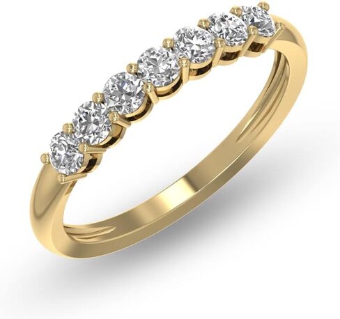 الكلاسيكيات الخالدة الكلاسيكية 1/2-1 قيراط TW Seven Stone Natural Diamond Band في 14K الذهب الأبيض والأصفر - الفرقة للمشاركة ، الزفاف ، الذكرى السنوية in Kuwait