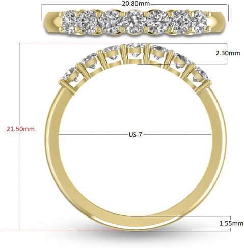 الكلاسيكيات الخالدة الكلاسيكية 1/2-1 قيراط TW Seven Stone Natural Diamond Band في 14K الذهب الأبيض والأصفر - الفرقة للمشاركة ، الزفاف ، الذكرى السنوية in Kuwait