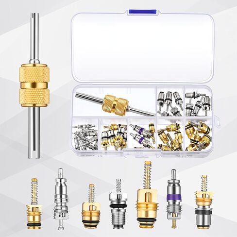 CAR A/C Valve Core ، 270 PCS O-Ring Kit ، 30 PCS ضاغط الأختام ، 45 قطعة صمام R12 R134A KIT O RING CAP CAP PORT SEAL in Kuwait