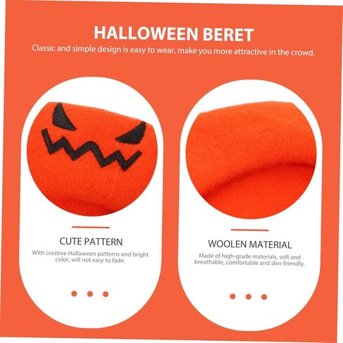 Halloween Pumpkin Beret Hat Cozy Durable Design for Parties Travel Accessory for Halloween Events Cosplay Bright Decoration in Kuwait