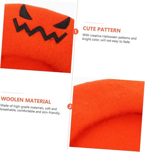 Halloween Pumpkin Beret Hat Cozy Durable Design for Parties Travel Accessory for Halloween Events Cosplay Bright Decoration in Kuwait